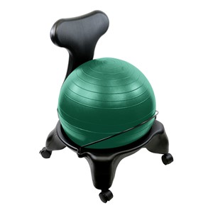 CanDo Plastic Mobile Ball Chair w/ Back - Green (22" Diameter)